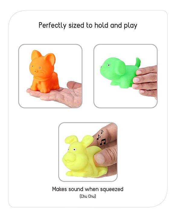 Babyhug Bath In Style Squeezy Toy Set Pet Animals Pack of 4 (Packaging May Vary)