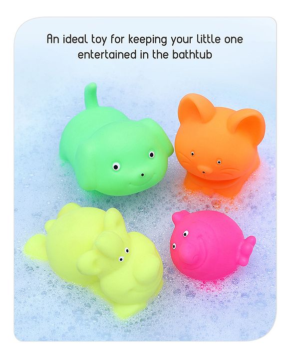 Babyhug Bath In Style Squeezy Toy Set Pet Animals Pack of 4 (Packaging May Vary)