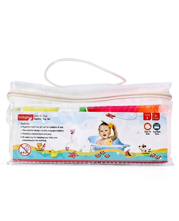 Babyhug Bath In Style Squeezy Toy Set Pet Animals Pack of 4 (Packaging May Vary)