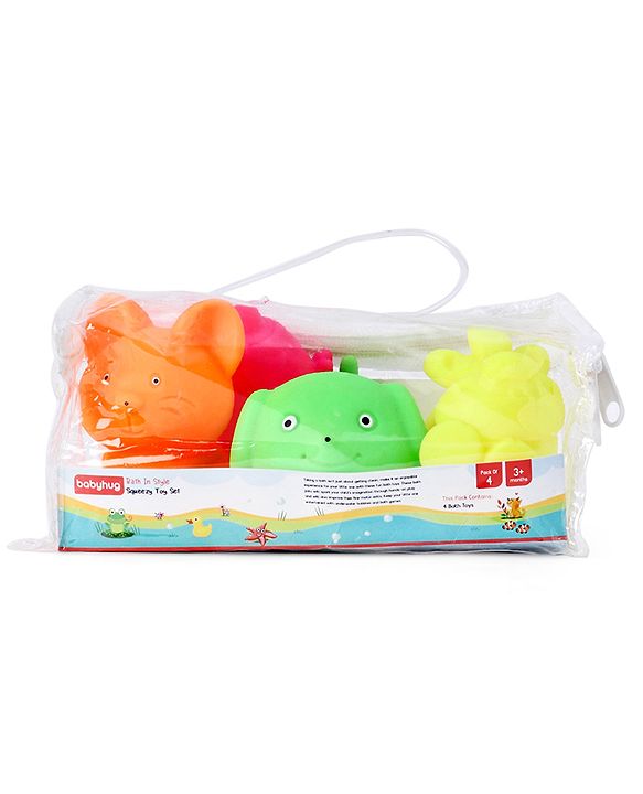 Babyhug Bath In Style Squeezy Toy Set Pet Animals Pack of 4 (Packaging May Vary)