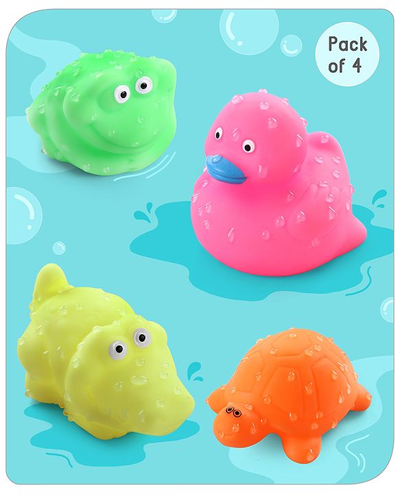 Babyhug Bath In Style Squeezy Toy Set Aquatic Animals Pack of 4 (Color May Vary)