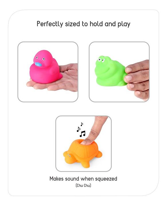 Babyhug Bath In Style Squeezy Toy Set Aquatic Animals Pack of 4 (Color May Vary)