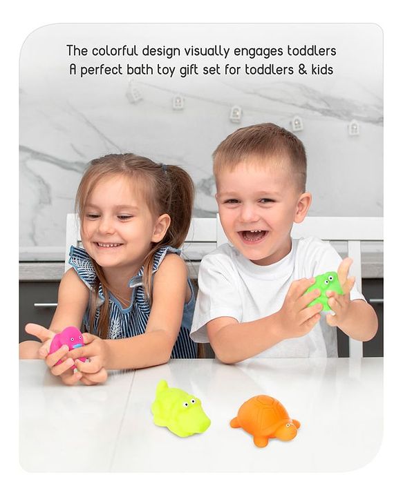 Babyhug Bath In Style Squeezy Toy Set Aquatic Animals Pack of 4 (Color May Vary)
