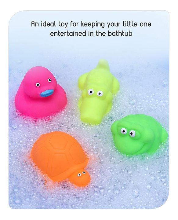 Babyhug Bath In Style Squeezy Toy Set Aquatic Animals Pack of 4 (Color May Vary)