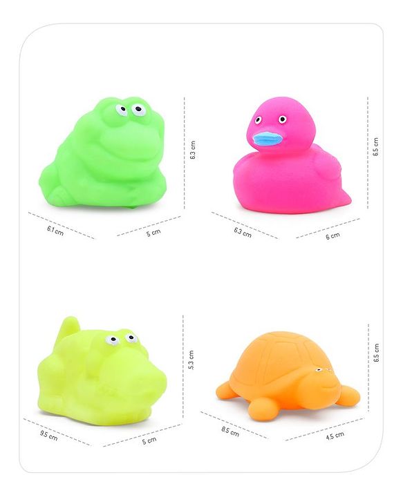 Babyhug Bath In Style Squeezy Toy Set Aquatic Animals Pack of 4 (Color May Vary)