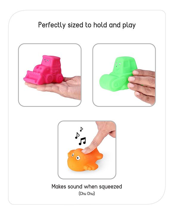 Babyhug Bath In Style Squeezy Toy Set Vehicles Pack of 4 (Color May Vary)
