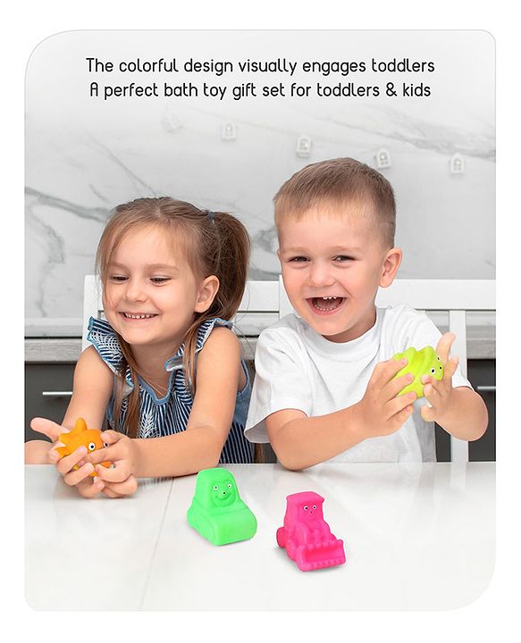 Babyhug Bath In Style Squeezy Toy Set Vehicles Pack of 4 (Color May Vary)