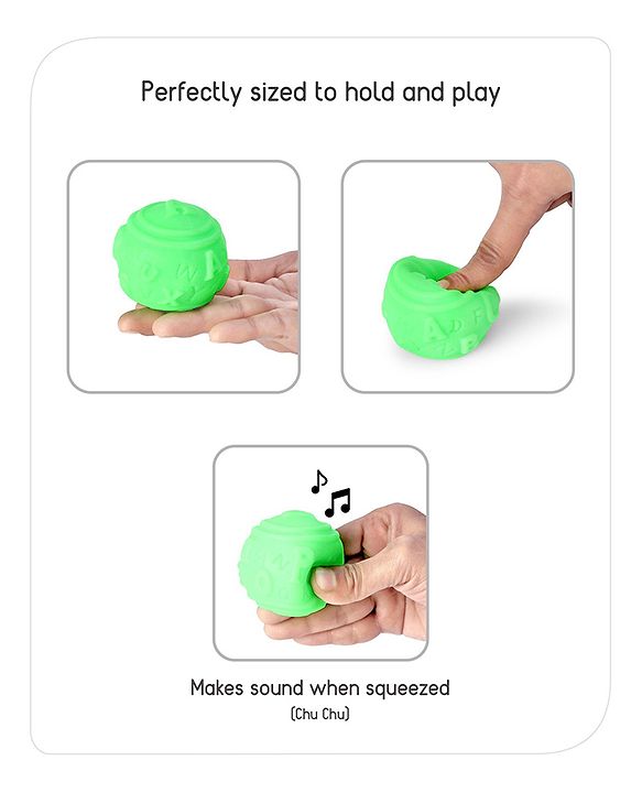Babyhug Bath In Style Squeezy Toy Set Balls Pack of 4 - Green Yellow