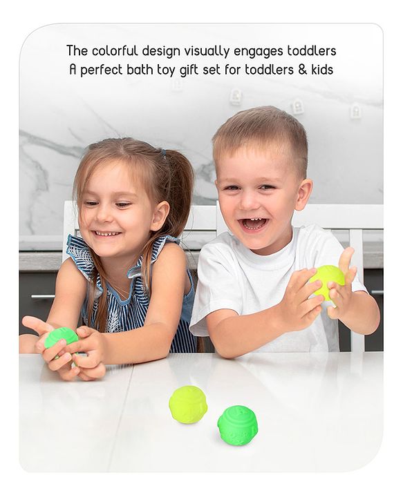 Babyhug Bath In Style Squeezy Toy Set Balls Pack of 4 - Green Yellow