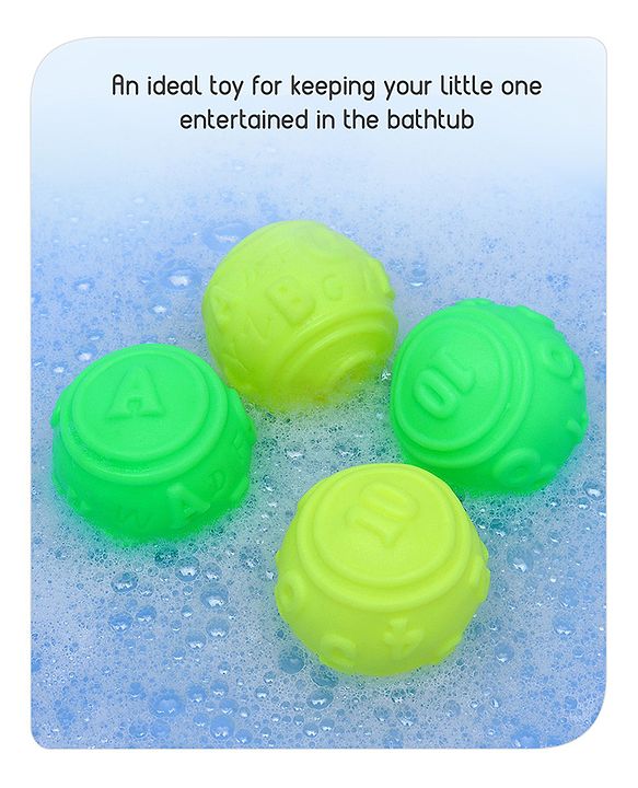 Babyhug Bath In Style Squeezy Toy Set Balls Pack of 4 - Green Yellow