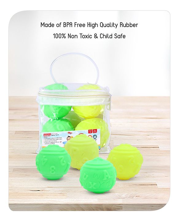 Babyhug Bath In Style Squeezy Toy Set Balls Pack of 4 - Green Yellow