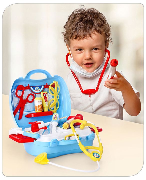 Babyhug Hello Doctor Suitcase Playset -21 Pieces | Portable Role-Play Doctor Kit | Pretend Care & Social Play | Boosts Eye-Hand Coordination And Empathy | BIS Certified
