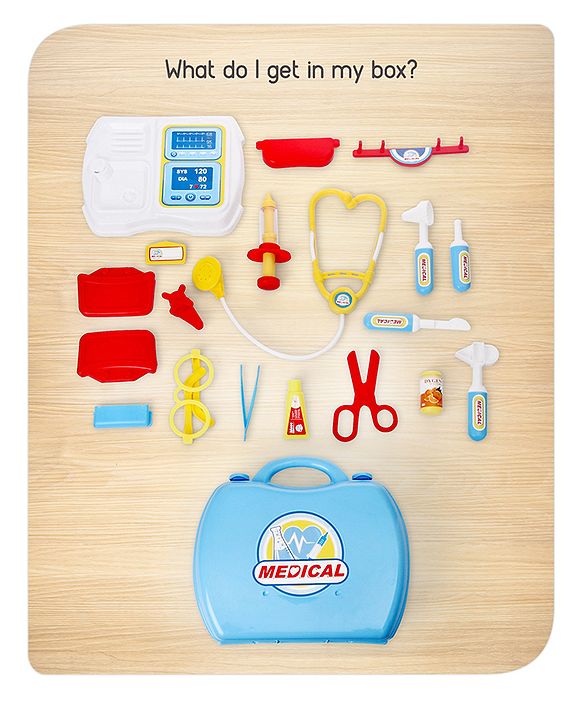 Babyhug Hello Doctor Suitcase Playset -21 Pieces | Portable Role-Play Doctor Kit | Pretend Care & Social Play | Boosts Eye-Hand Coordination And Empathy | BIS Certified