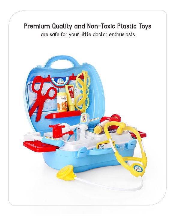 Babyhug Hello Doctor Suitcase Playset -21 Pieces | Portable Role-Play Doctor Kit | Pretend Care & Social Play | Boosts Eye-Hand Coordination And Empathy | BIS Certified