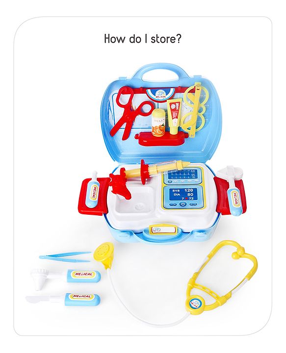 Babyhug Hello Doctor Suitcase Playset -21 Pieces | Portable Role-Play Doctor Kit | Pretend Care & Social Play | Boosts Eye-Hand Coordination And Empathy | BIS Certified