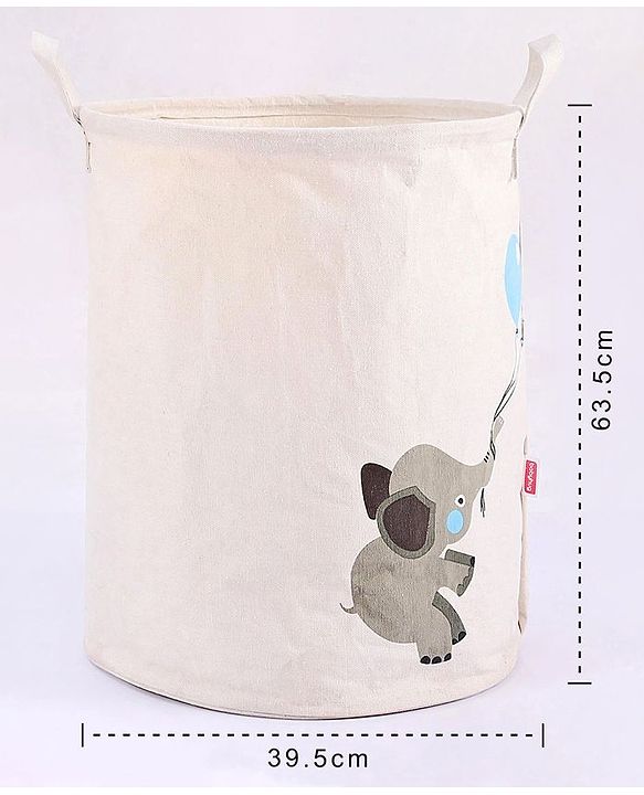 Babyhug Laundry Bag Elephant With Balloons Print - Grey