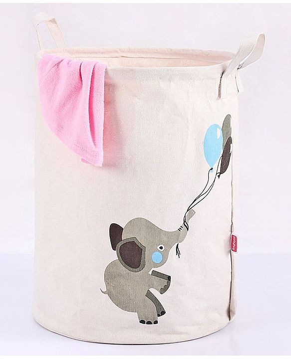 Babyhug Laundry Bag Elephant With Balloons Print - Grey