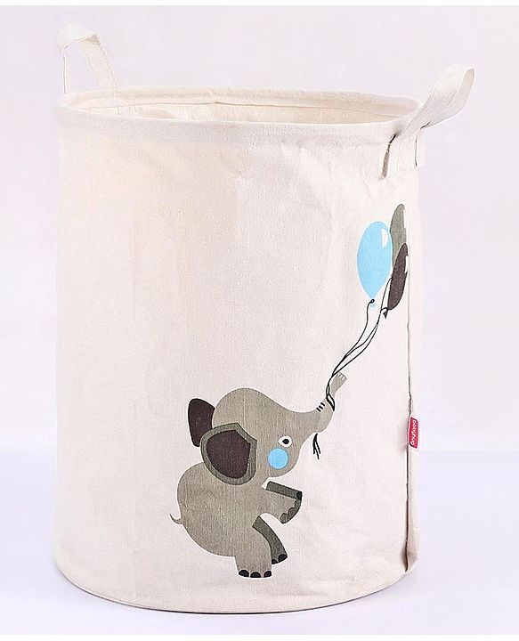 Babyhug Laundry Bag Elephant With Balloons Print - Grey