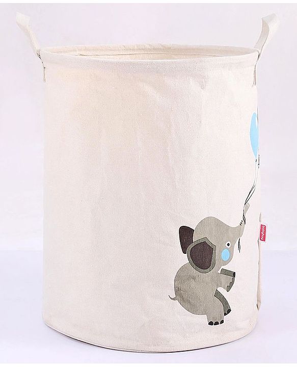 Babyhug Laundry Bag Elephant With Balloons Print - Grey
