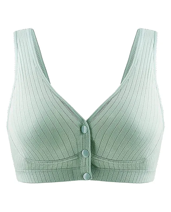 MOMISY Cotton Spandex Front Open Wireless Nursing Bra Green Online in  India, Buy at Best Price from  - 10075060
