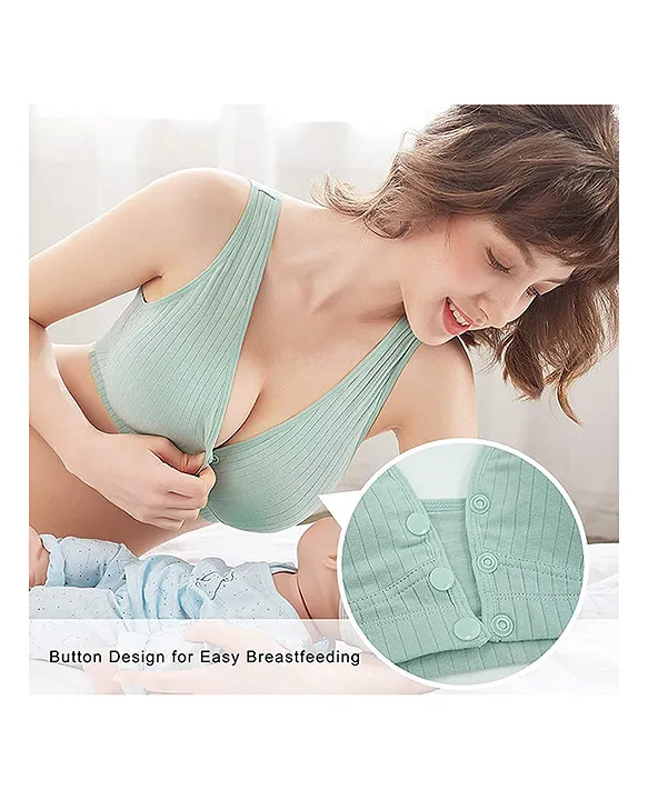 New Skin-Friendly Cotton Front Button Bra Women'S Wireless Underwear  Breathable With Soft Pad 