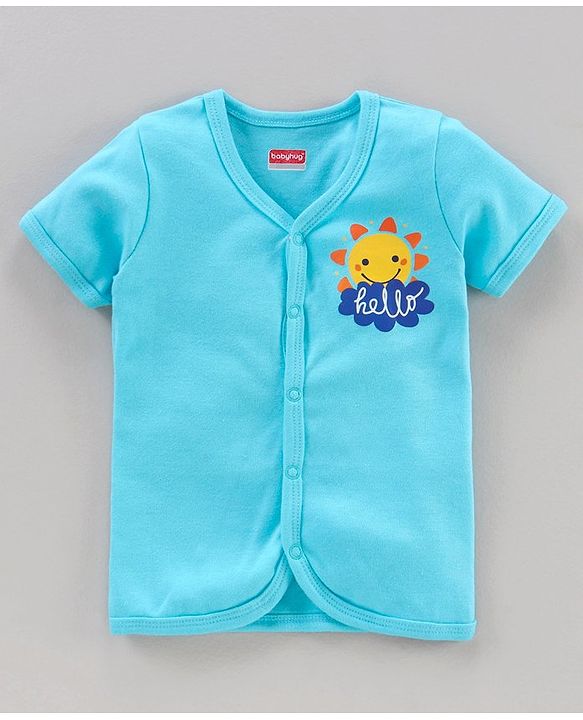 Babyhug Antibacterial Finish Half Sleeves  Vest Pack of 2 - Blue Yellow