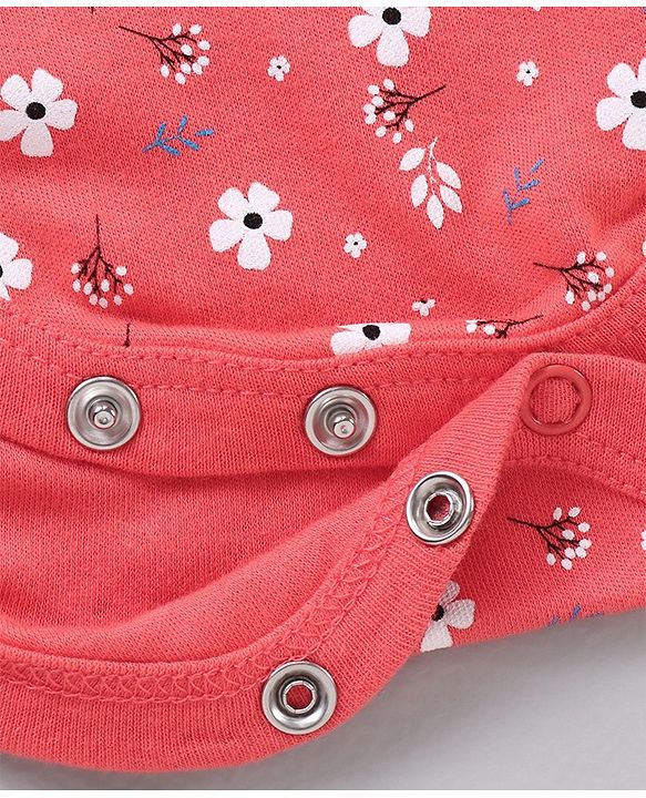 Babyhug Short Sleeves Onesie With Leggings Floral Print - Yellow Pink
