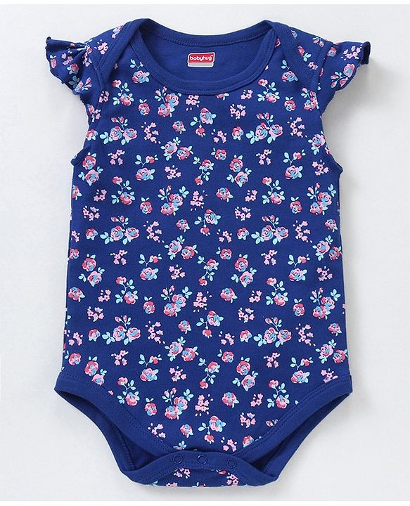 Babyhug Half Sleeves 100% Cotton Onesie with Leggings - Multicolour