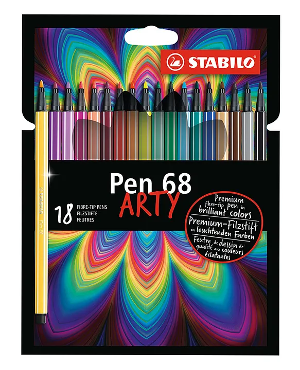 STABILO Premium Felt Tip Pen 68 ARTY Pack of 18 Multicolour Online in  India, Buy at Best Price from  - 10085519