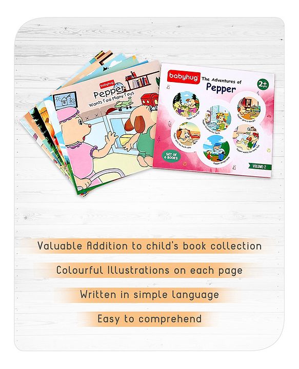 Babyhug Story Book of Mr. Pepper's New Learnings, Activities, and Behaviors, Set of 6 - English