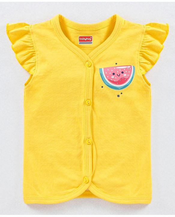 Babyhug Short Sleeves Antibacterial Vests Fruit Print Pack of 3 - Pink Blue Yellow