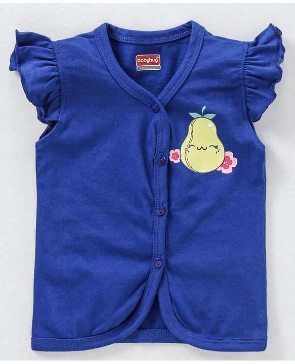 Babyhug Short Sleeves Antibacterial Vests Fruit Print Pack of 3 - Pink Blue Yellow
