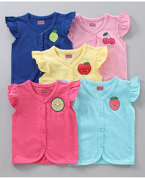 Babyhug Anti Bacterial Cap Sleeves Vests Pack of 5 - Multicolour