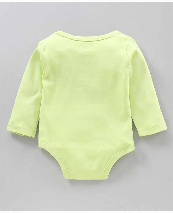 Babyhug 100% Cotton Full Sleeves Striped Onesies Bear Print Pack of 3 - Green Blue White