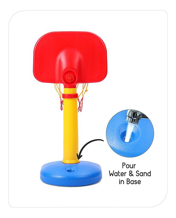 Babyhug Basketball Play Set with Adjustable Stand -Red & Yellow | Adjustable Height  | Practice Shooting Skills Indoors/Outdoors | Builds Coordination, Confindance & Team Engagement | BIS Certified