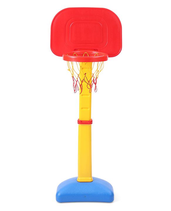 Babyhug Basketball Play Set with Adjustable Stand -Red & Yellow | Adjustable Height  | Practice Shooting Skills Indoors/Outdoors | Builds Coordination, Confindance & Team Engagement | BIS Certified