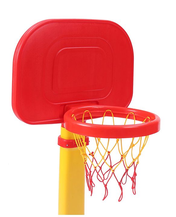 Babyhug Basketball Play Set with Adjustable Stand -Red & Yellow | Adjustable Height  | Practice Shooting Skills Indoors/Outdoors | Builds Coordination, Confindance & Team Engagement | BIS Certified