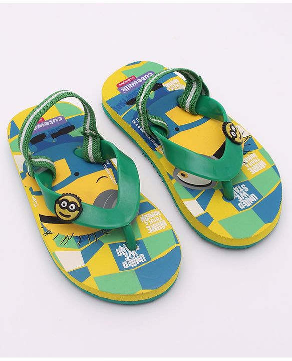 Cute Walk by Babyhug Flip Flops Minion Print - Yellow