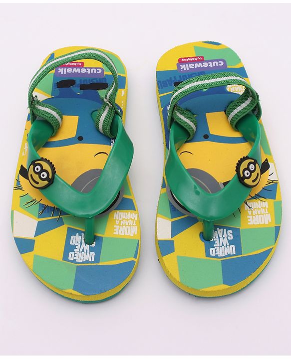Cute Walk by Babyhug Flip Flops Minion Print - Yellow