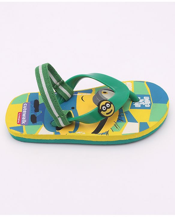 Cute Walk by Babyhug Flip Flops Minion Print - Yellow
