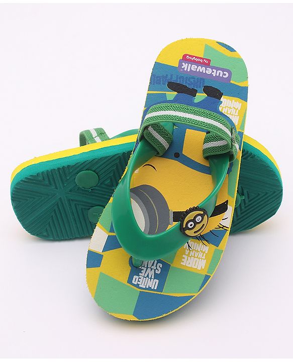Cute Walk by Babyhug Flip Flops Minion Print - Yellow