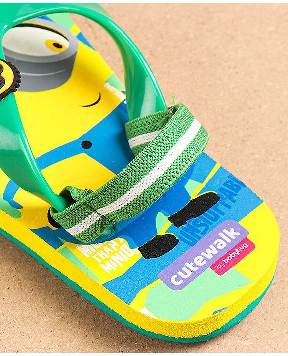 Cute Walk by Babyhug Flip Flops Minion Print - Yellow