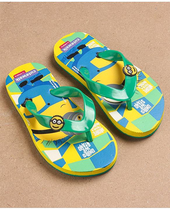 Cute Walk by Babyhug Flip Flops Minion Print - Yellow