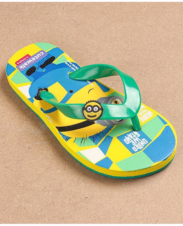 Cute Walk by Babyhug Flip Flops Minion Print - Yellow