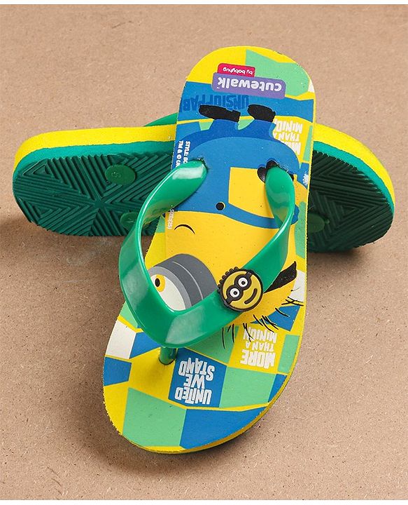 Cute Walk by Babyhug Flip Flops Minion Print - Yellow