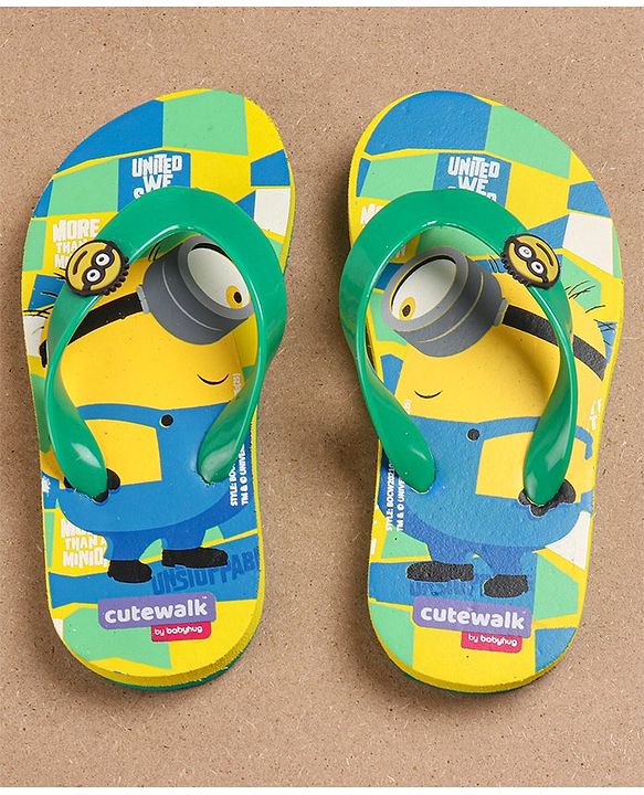 Cute Walk by Babyhug Flip Flops Minion Print - Yellow