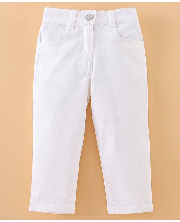 Babyhug Full Sleeves Lace Top and Jeans Set - Lilac White