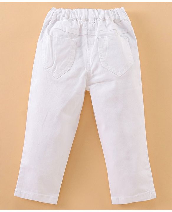 Babyhug Full Sleeves Lace Top and Jeans Set - Lilac White