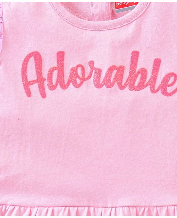 Babyhug Full Sleeves Top & Denim Jeans Adorable print - Pink Blue