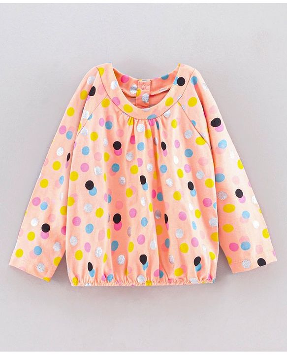 Babyhug Full Sleeves Polka Dot Top & Jeggings - Peach Black